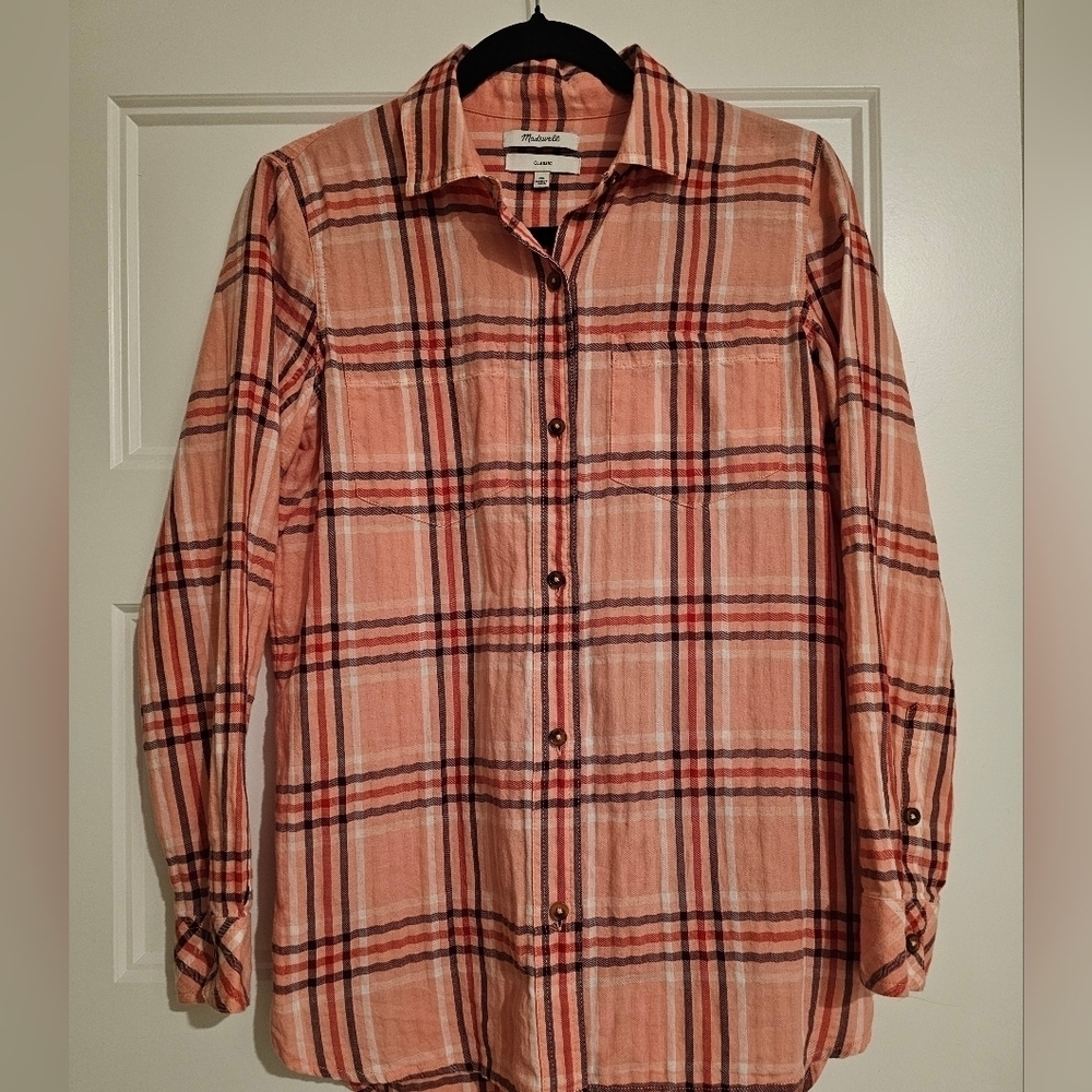 Madewell Women's Plaid Long Sleeve Shirt sz xsmall